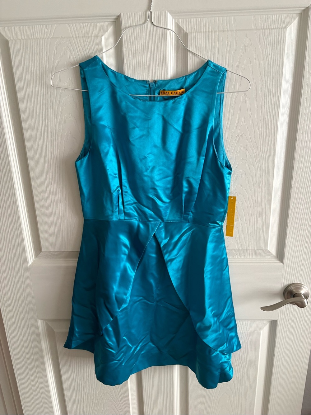 alice and olivia silk blue dress medium nwt